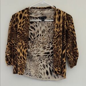 INC International Concepts Leopard Print Silk Blend Cardigan
